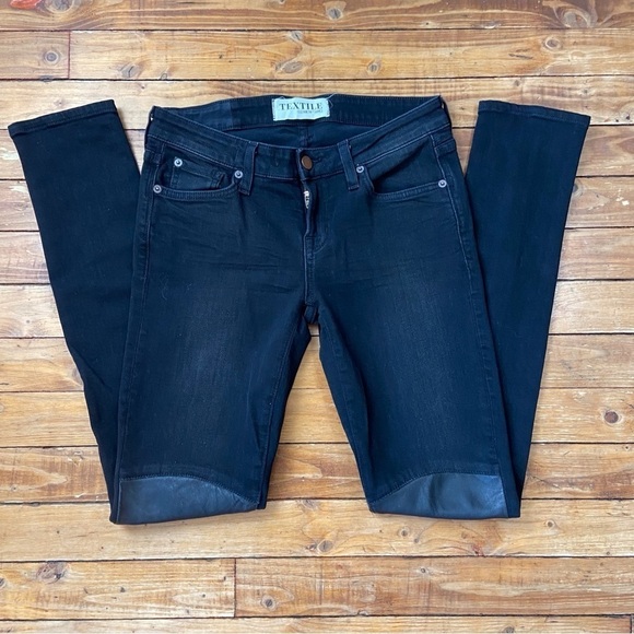 TEXTILE Elizabeth and James black jeans Tommy low rise skinny leather knees 26 - Picture 1 of 15